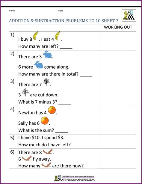 St Grade Addition Word Problems Free Printable Math Worksheets Word