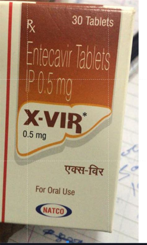 Entecavir Tablets Ip Xvir 0 5mg Tablet Packaging Size 30 Tablets At