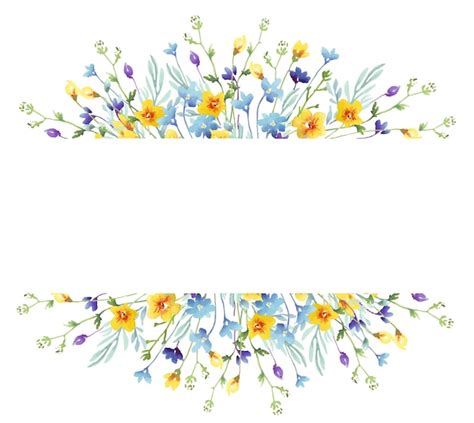 Cadre De Fleurs Sauvages Clipart Aquarelle Vecteur Premium