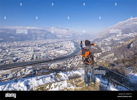 France Isere Grenoble Panorama From The Bastille Fort View Over The