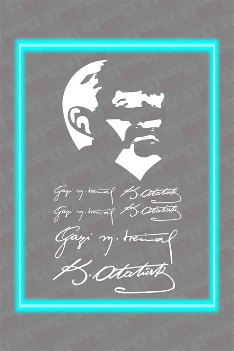 STİCKERCI BEY Gazi Mustafa Kemal Atatürk Imza Sticker Folyo Baskı