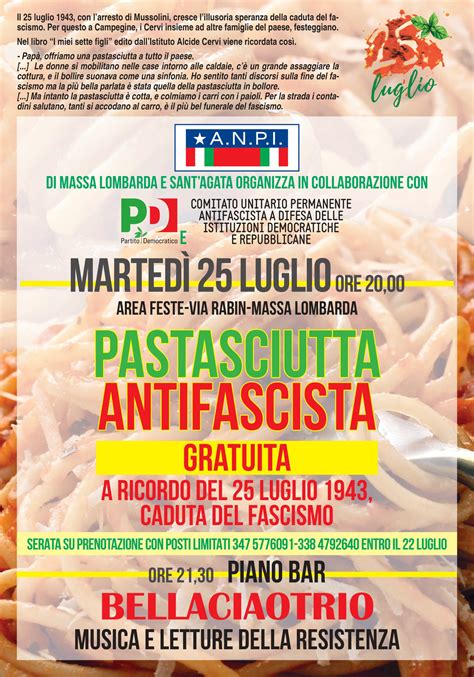 PASTASCIUTTA ANTIFASCISTA ANPI Di Massa Lombarda E SantAgata ANPI