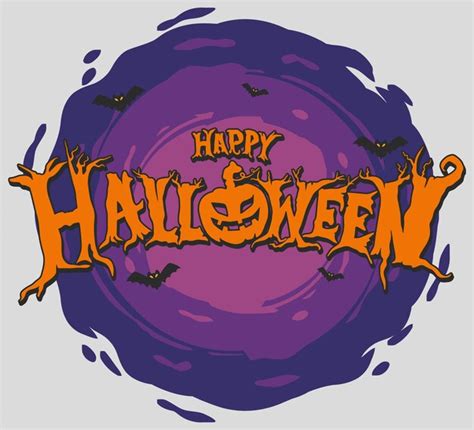 Letras de feliz halloween con vector de murciélago Vector Premium