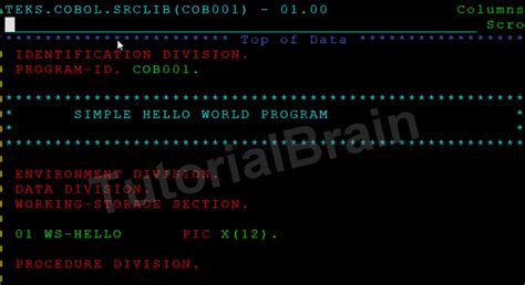 Structure Of Cobol Program Example — Tutorialbrain