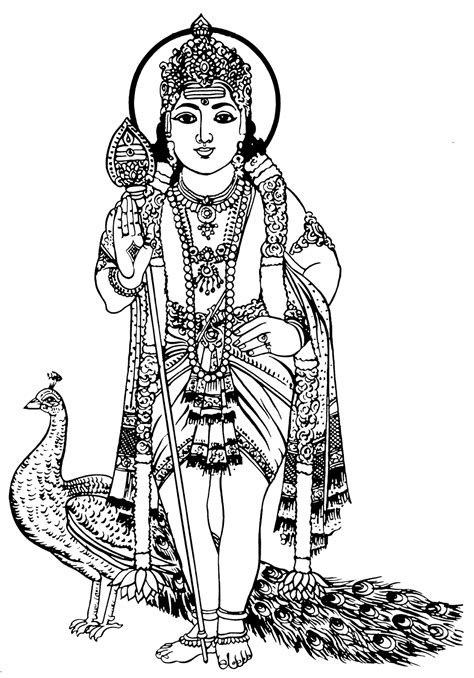 Lord Murugan Drawings Sketch Coloring Page