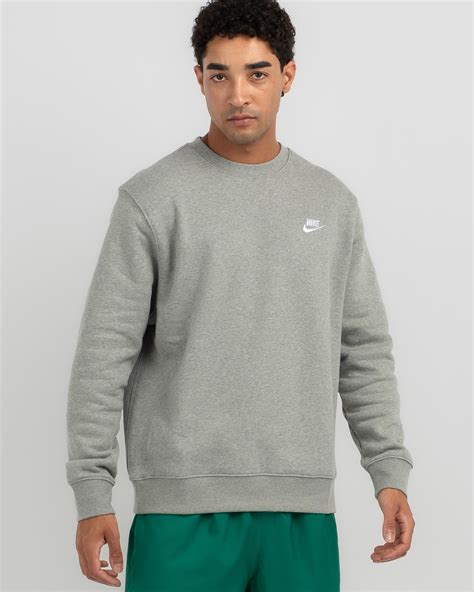 Shop Nike Sportswear Club Crew Sweatshirt In Dk Grey Heather White