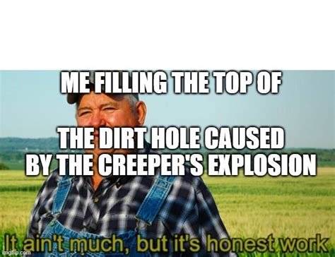 How most people fill creeper explosion holes: : r/MinecraftMemes