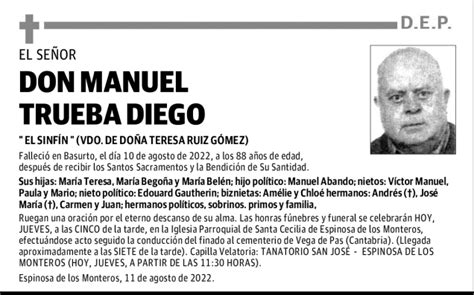 DON MANUELTRUEBA DIEGO Esquela Necrológica El Diario Montañés