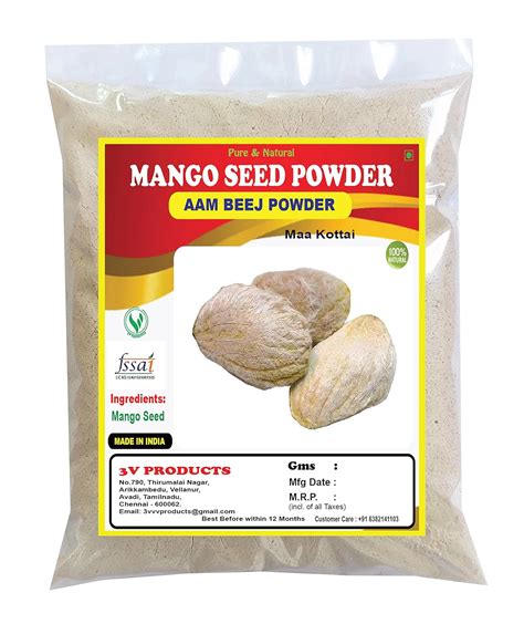 3v Products Mango Seed Powder Pack Of 2x100g Aam Beej Maa Kottai