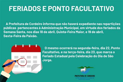 Feriados E Ponto Facultativo Prefeitura Municipal De Cordeiro