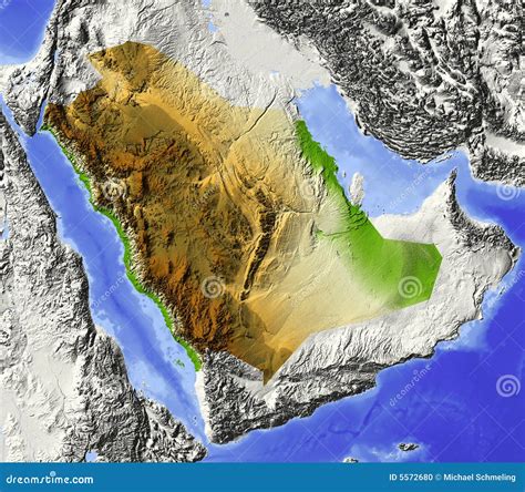 Saudi Arabia Relief Map Stock Photo Image