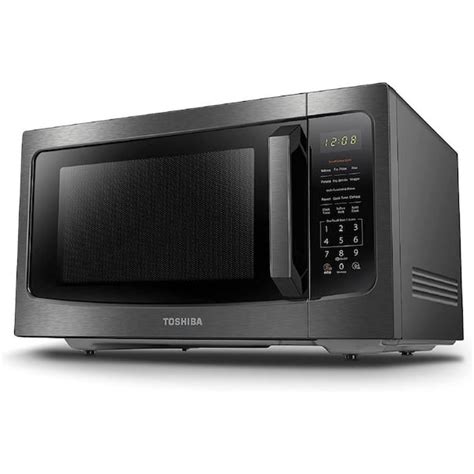 Toshiba 1 6 Cu Ft In Black Stainless Steel 1200 Watt Countertop Microwave Oven With Eco Mode