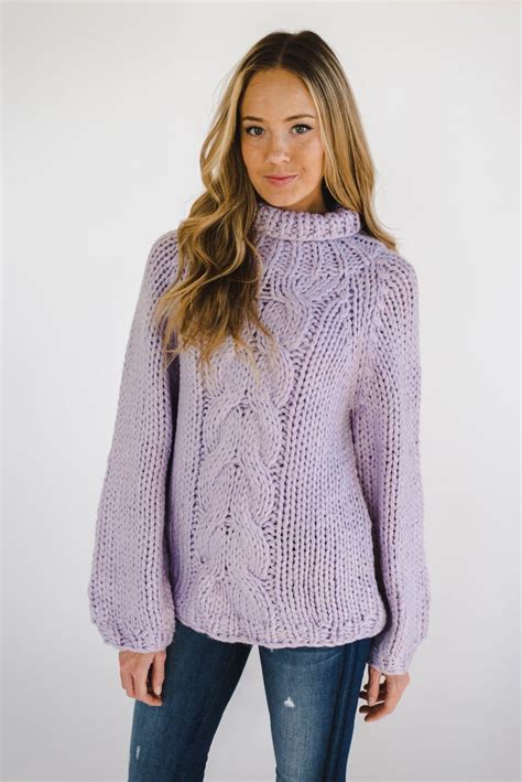 The Chunky Cable Knit Sweater In Lilac