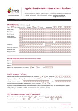 Fillable Online Application Form For International Students Institut