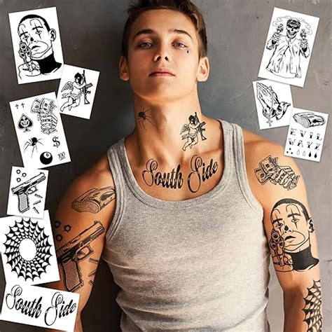 Fashiontats Prisoner Gangster Cholo Costume Temporary Tattoos Halloween Costume