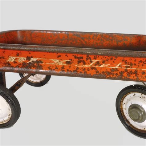 vintage red wagon rustic garden decor rex jet 60s