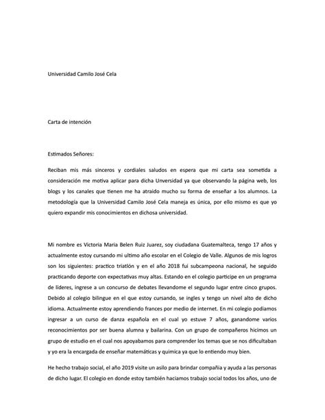 Carta De Intencion Ejemplo