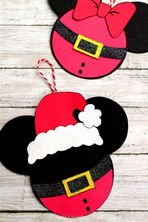 Santa mickey minnie mouse christmas ornaments craft – Artofit