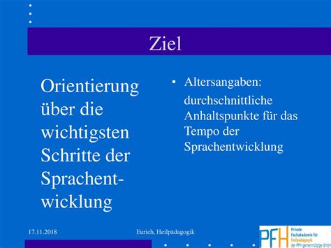 Sprachentwicklung Zeitlicher Ablauf Eurich Heilp Dagogik Ppt