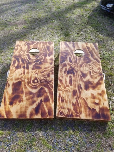 Wood Burnt Custom Cornhole Boards Etsy