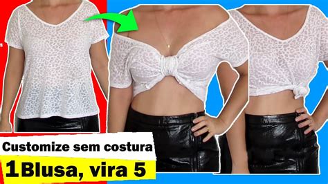 Como Customizar Camiseta Sem Costura 5 Formas Diferentes Youtube