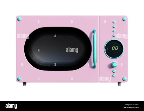 3D rendering of a pink retro microwave isolated on white background Stock Photo - Alamy