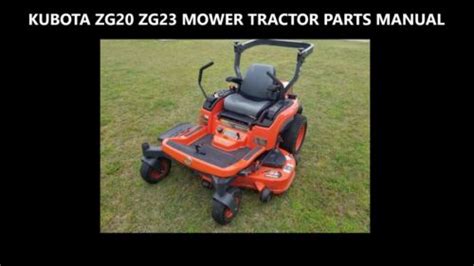 KUBOTA ZG20 ZG23 PARTS MANUAL 260pg W Diagrams For Mower Tractor