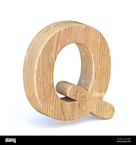 Rounded Wooden Font Letter Q 3D Render Illustration Isolated On White