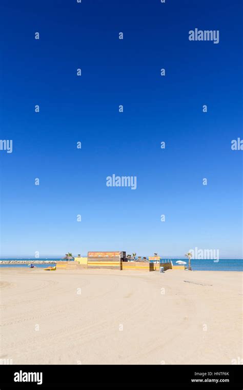 Beach Cafe On Plage Rive Gauche Le Grau Du Roi Gard France Stock