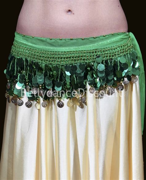 Bellydance belt with coins dark green