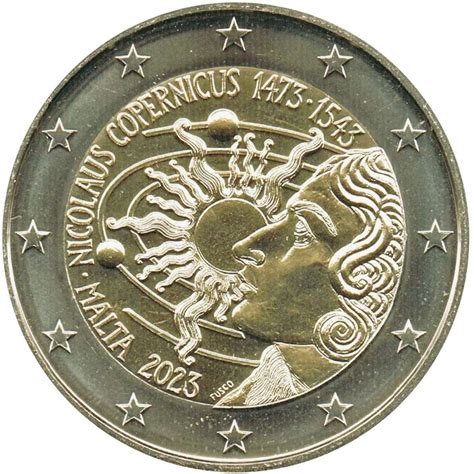 MALTA 2023 2 commemorativo 550 anniv nascita Niccolò Copernico