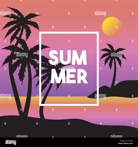 Sumer Vacation In The Island With Palm Trees Stock Vector Image And Art