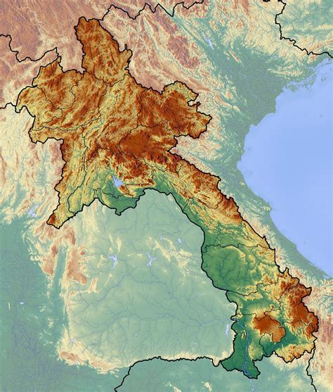 Large Relief Map Of Laos Laos Asia Mapsland Maps Of The World