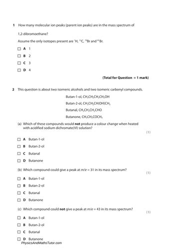 Ocr A Level Chemistry 4 2 10 Mass Spectrometry Teaching Resources