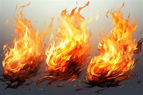 Llamas De Fuego Sobre Un Fondo Blanco Vector Premium