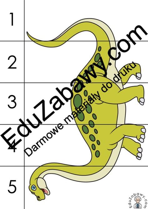 Dzień Dinozaura Puzzle 5 elementów karty pracy dla dzieci