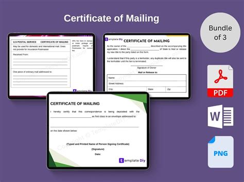 Certificate of Mailing Template Printable in PDF, Word