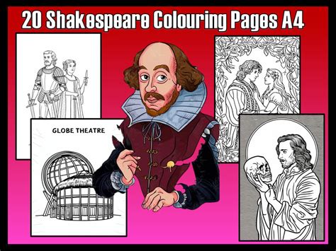 20 X William Shakespeare S Plays Themed Coloring Sheets Colouring Pages Activity Printable A4