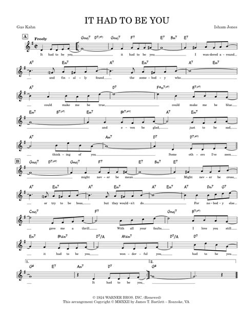 It Had To Be You [lead Sheet] Sheet Music For Piano Solo Easy