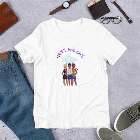 Lgbtq Pride Merch Happy And Gay Short Sleeve Unisex T Shirt Etsy