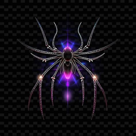 Premium Psd Spider Nocturnal Web Intricate Neon Lines Dew Drops Legs