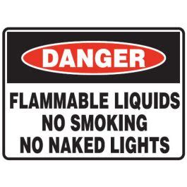 Danger Flammable Liquids No Smoking No Naked Lights Sign 600mm W X