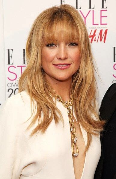 Kate Hudson Long Straight Cut With Bangs Honey Blonde Hair Kate