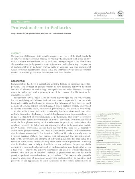 Fillable Online Pediatrics Aappublications Professionalism In