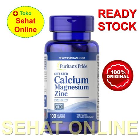 Jual Puritan Pride Chelated Calcium Mag Zinc 100 Caplet Peninggi Badan Shopee Indonesia