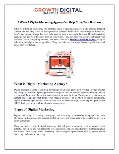 Ppt 5 Ways A Digital Marketing Agency Can Help Grow Your Business Powerpoint Presentation Id