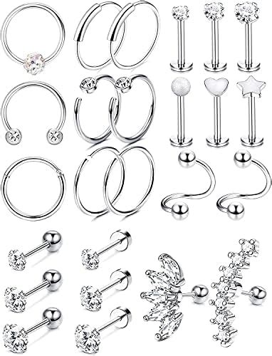 Milacolato 25 Stück Helix Piercing Tragus Knorpel Creolen Für Damen 16