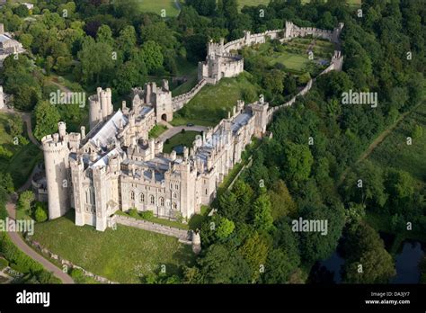 AERIAL VIEW. Medieval castle of Arundel. West Sussex, England, Great Britain, United Kingdom ...