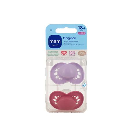 ORIGINAL SUCETTES SILICONE 18MOIS LOT DE 2 UNI ROSE MAM