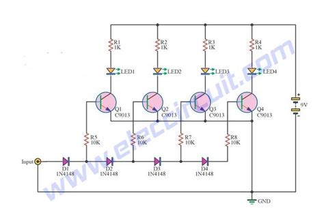 Led Vu Meter Circuits Using Transistors To Led Eleccircuit